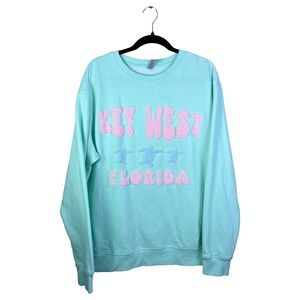 US Apparel Key West Sweatshirt Women's 2XL Mint Green Sea Turtles Coquette